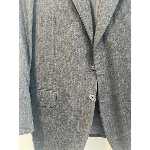 Loro Piana Wool Cashmere 2 Piece Suit Charcoal Bronze Pinstripes Size 44 JL - Picture 15 of 15